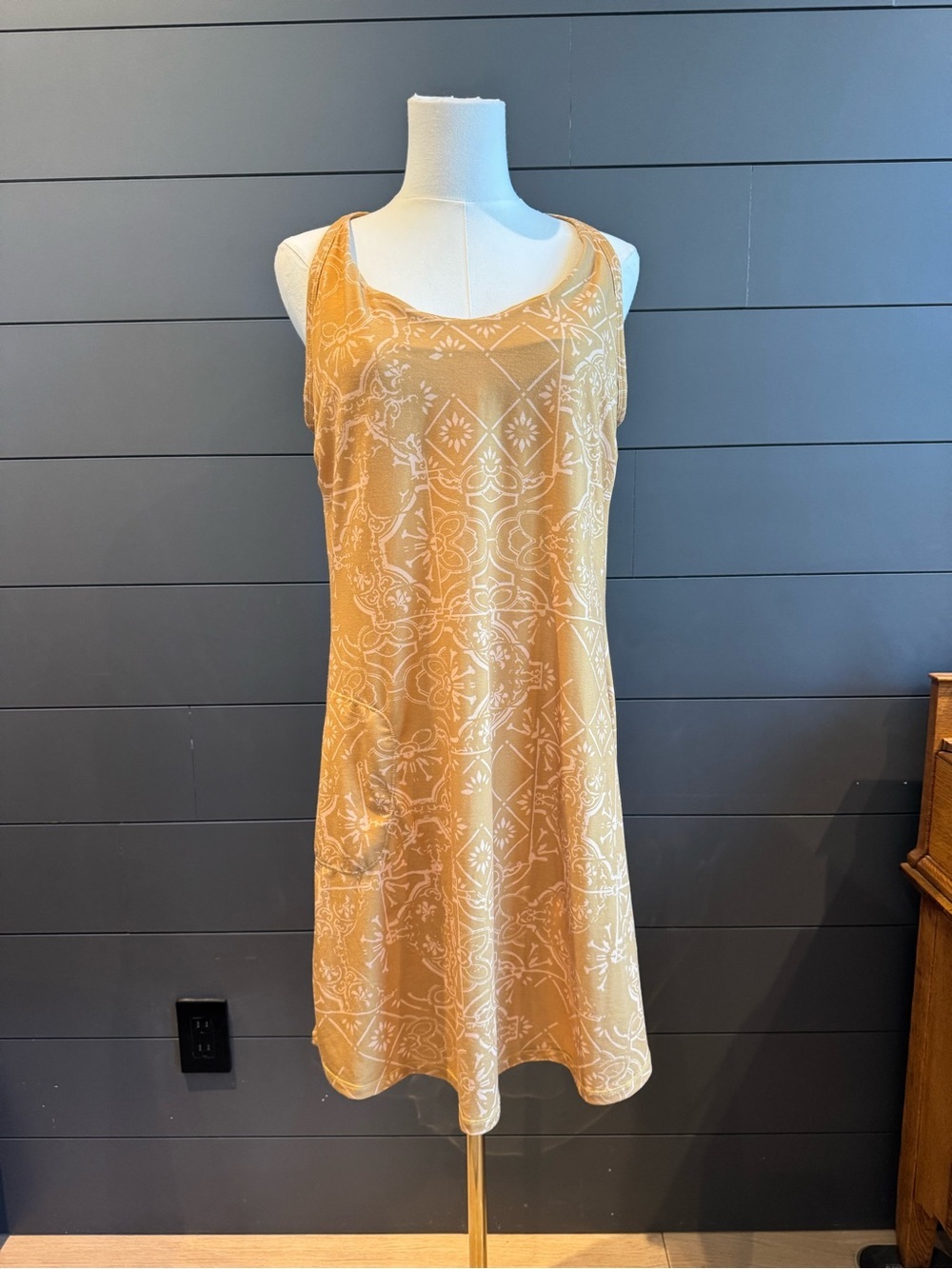 Prana Opal Toffee Racerback Dress Floral Soft Summer Activewear Casual